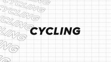 Ciclismo nero e bianca creativo promozione programma trasmissione sport design. promo titolo pagina dinamico animazione ciclo continuo. righe intro ruscello su attraente mostrare schermo senza soluzione di continuità sfondo carta. video