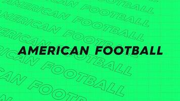 American Football green title rows intro stream up attractive show screen seamless background card. Creative promotion program broadcast advertising sport design. video