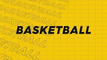basketbal geel oranje promo titel bladzijde dynamisch animatie lus. rijen intro stroom omhoog aantrekkelijk tonen scherm naadloos achtergrond kaart. video