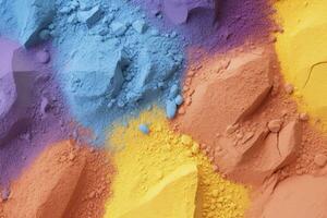AI generated Close up of multi coloured sand background. AI Generated. photo