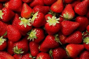 AI generated Texture of fresh strawberries as background. Generative AI photo