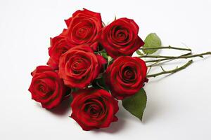 AI generated Red rose bouquet isolated on white background. AI Generated photo