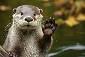 ai generado nutria en el agua. ai generado foto