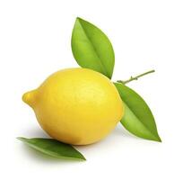 AI generated Lemon with leaf isolated on white background. AI Generated photo