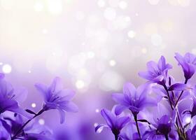 AI generated Abstract spring background with purple flowers. AI Generated photo