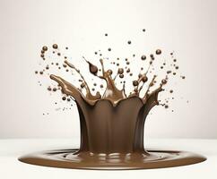 AI generated Chocolate splash with a podium, mockup background for milk product display, 3d. Generative AI photo