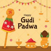 gudi Padwa saludos ilustración vector