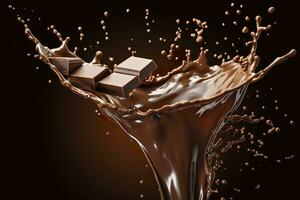 AI generated splash of chocolate or Cocoa. Generative AI photo