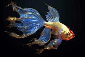 AI generated 3d rendering. fish on black background. Generative AI photo