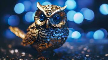 AI generated glistening alien owl. AI Generated photo