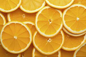 AI generated Orange fruit slices citrus arrangement full frame background. AI Generated photo