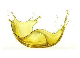 AI generated Olive or engine oil splash, cosmetic serum liquid isolated on white background. Generative AI photo