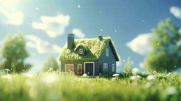 AI generated Green and environmentally friendly housing concept. AI Generated photo