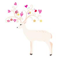 deer with beautiful antlers There are hearts and flowers. vector
