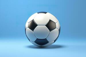 AI generated soccer ball on light blue background. Generative AI photo