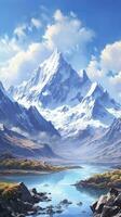 AI generated The beauty of a majestic and snow capped mountain range, with rugged peaks, AI Generative photo