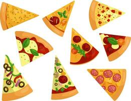 Vector set with pizza slices