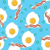 Fried egg with bacon seamless pattern vector