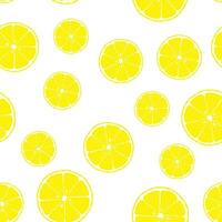 seamless pattern with slices of fresh yellow lemon vector