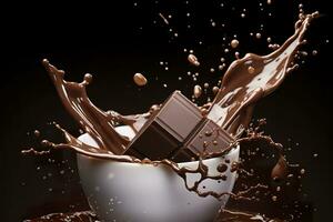 AI generated splash of chocolate or Cocoa. Generative AI photo