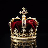 AI generated The Royal Coronation Crown Isolated on a Black Background. Generative AI photo