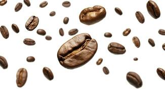 AI generated Coffee Bean flying on white background, 3d illustration. Generative AI photo