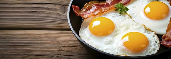 ai generado frito huevos y tocino. ai generado foto