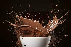 AI generated splash of chocolate or Cocoa. Generative AI photo