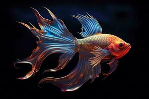 AI generated 3d rendering. fish on black background. Generative AI photo