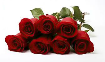 AI generated Red rose bouquet isolated on white background. AI Generated photo