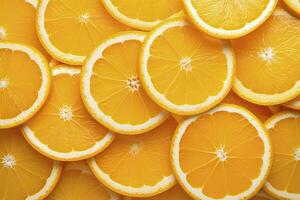 ai generado naranja Fruta rebanadas agrios arreglo lleno marco antecedentes. ai generado foto