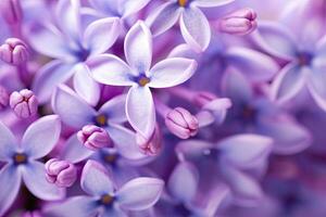 AI generated Lilac blossom macro background with copy space. AI Generated photo