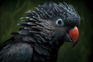 AI generated A Beautful Red Tailed Black Cockatoo. AI Generated photo