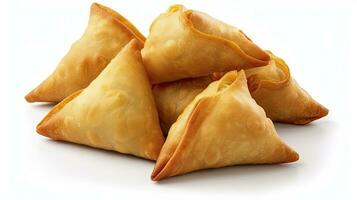 ai generado sabroso samosa aislado en blanco antecedentes. ai generado. foto