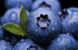 AI generated Wet Blueberry fruit. AI Generated photo