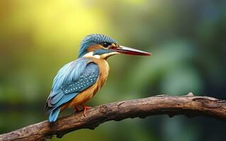 AI generated The common kingfisher wetlands bird colored feathers from different birds. Generative AI photo