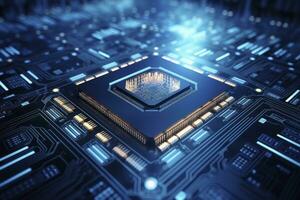 AI generated Futuristic central processor unit. Powerful Quantum CPU motherboard. AI Generated photo