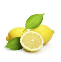 AI generated Lemon with leaf isolated on white background. AI Generated photo