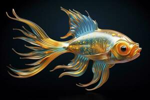 AI generated 3d rendering. fish on black background. Generative AI photo