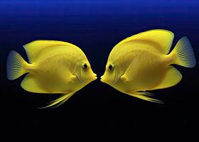 AI generated Two yellow tangs, face to face.  AI Generated. photo