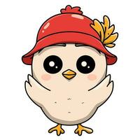AI generated joyful chicken in a red hat graphics for easter photo