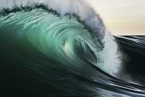 AI generated Extreme close up of thrashing emerald ocean waves. AI Generated photo