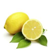 AI generated Lemon with leaf isolated on white background. AI Generated photo