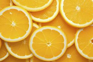 ai generado naranja Fruta rebanadas agrios arreglo lleno marco antecedentes. ai generado foto