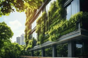 AI generated Office building with green environment. AI Generated photo