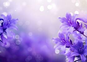 AI generated Abstract spring background with purple flowers. AI Generated photo