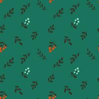 Seamless pattern with north berries on green background vector