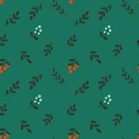 Seamless pattern with north berries on green background vector