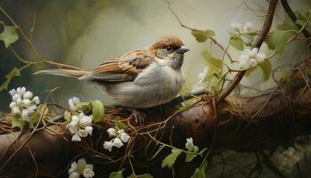 AI generated nest sparrow outdoors environment photo