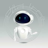 Robot virtual assistant with artificial intelligence. Vector chat bot in 3D style. Artificial intelligence technology. Online communication and interaction.Vector illustration.Future concept